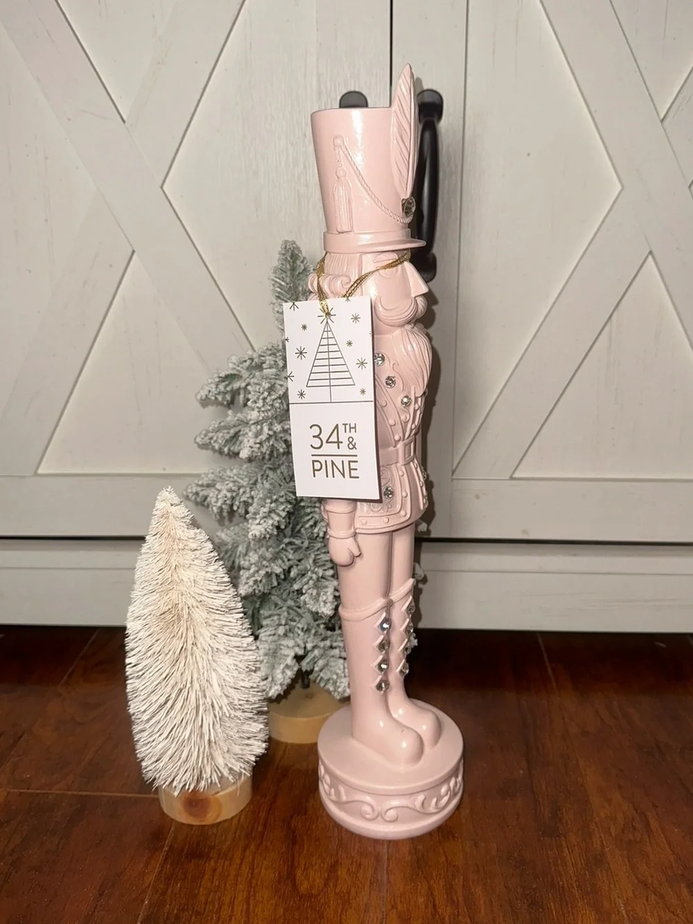 34th & Pine Decorative Pink Nutcracker Holiday Figurine with Rhinestones